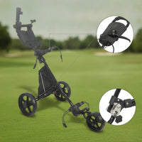 Compact Foldable Golf Push Cart Lightweight 3-Wheel Golf Push Cart Long-Lasting Ergonomic for Golfers