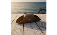Pirate Tricorn Hat Faux Leather Tricorn Pirate Hat Three Cornered for Halloween, Cosplay