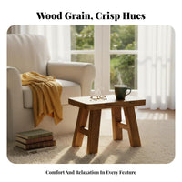 Rustic Design Rectangular Wooden Stool Multi-Purpose Backless Wooden Seat Sturdy Construction Small Bench Space-Saving for Homeowners, Apartment Dwellers, Entryway, Living Room, Bedroom, Bathroom