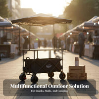 Foldable Utility Cart with Table Sets Up in Seconds Street Vending Cart Folding Vendor Stall Sturdy Construction for Camping