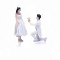 3D Printed Bride and Groom Figurines Colored Micro Scenery Figures Painted Wedding Figurine Mini Scale