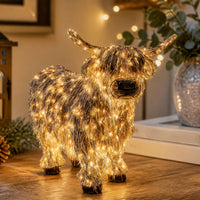 Scottish Cattle Statue with Outdoor Cow Sculpture Garden Decor for Tabletop