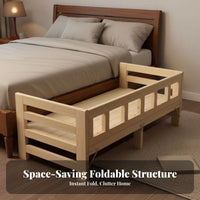 Space-Saving Foldable Wooden Bedside Sleeper High Load Capacity Children's Co-Sleeping Cot Rounded Corners Toddler Bedside Bassinet Installation-Tool-Tool-Free for Infants, Toddlers, Parents, Nursery, Guest Room, Hospital, Office