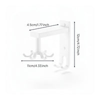 Drilltool-Less Rotating Kitchen Hook Rack Aluminum Alloy 6-Hook Utensil Rack Space-Saving