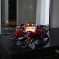 Artificial Rose Candle Collar Gold-Toned Accents Candle Collar Wreath