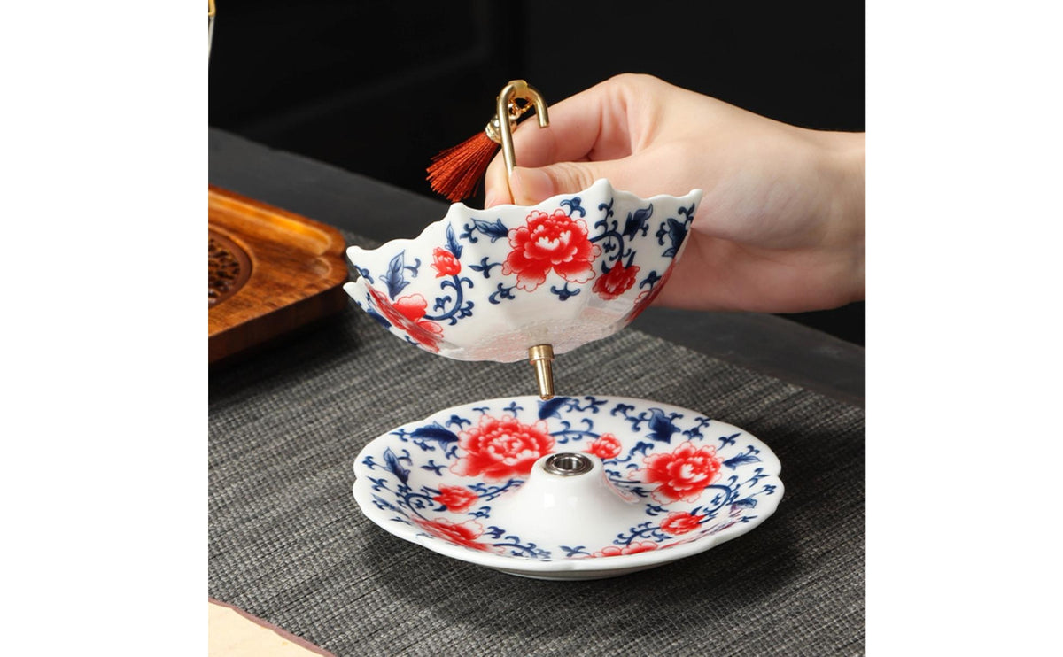 Traditional Chinese Design Ceramic Umbrella Tea Strainer Hand Painted Pattern Umbrella Tea Strainer