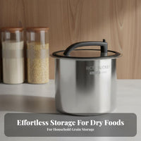 Moisture-Proof Stainless Steel Rice Bin Portable Handle Airtight Rice Container Rust-Resistant for Pantry