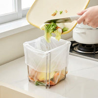 Stainless Steel Trash Bag Holder, Foldable, Food Waste Stand, 18-22cm Opening, For Sink, Tabletop Dual Use