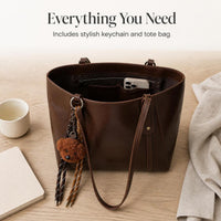 Women's Large Capacity Tote Bag with Pendant, Stylish Commuter Shoulder Bag