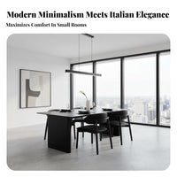 Scratch Resistant Black Sintered Stone Dining Table Easy to Clean Modern Rectangular Dining Set Long-Lasting Construction Minimalist Kitchen Table and Chairs Heavy Duty for Apartment Dwellers, Homeowners, Families, Cafe, Restaurant