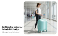 Hardside Hand Luggage Bread-Inspired by Look Ribbed Rigid-Case Suitcase Stylish Design Rolling Bag for Travelers, Wotravelers, Holiday, Airport