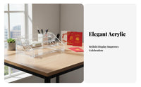Acrylic Card Display Stand Transparent 5 Tier Acrylic Card Display Tiered Design Clear Envelope Holder for Collectors, Countertop, Desktop, Craft Fair
