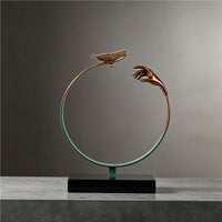 Butterfly Loop Sculpture Copper Detail Geometric Table Sculpture Centerpiece Metal Loop Decor for Living Room, Study