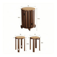 Woven Stackable Stool Space-Saving Stool with Rattan Seat Easy to Move Seating Compact for Apartment Dwellers, Small Apartments