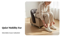 Noiseless Universal Wheels Low-Height Roller Seat with Backrest Modern Design Upholstered Caster Chair with Backrest Easy to Clean Rolling Stool Scratch Resistant for Homeowners, Estheticians, Living Room, Entryway, Bedroom, Office