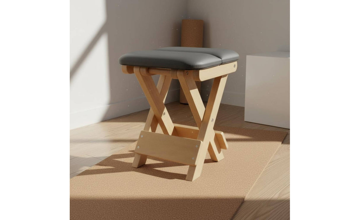 Folding Pilates Chair Foldable Rotational Chair Wood Frame Fitness Equipment for Beginners, Gym