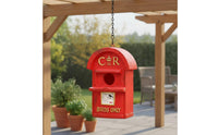 Resin Craft Mailbox Birdhouse Outdoor Decoration Red Birdhouse Ornament Decorative for Yard