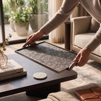 Metal Tray with Handles Sturdy Home Decor Rectangular for Storage