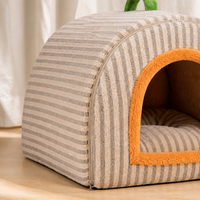Enclosed Warm Cat Bed with Door Curtain, Plush Pet Sleeping Bag for Winter, Washable Cat House & Dog Sofa