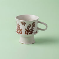 Footed with Vintage Floral Design, Large Mugs for Hot Drinks, Pedestal Base Porcelain for Coffee, Kitchen Adults