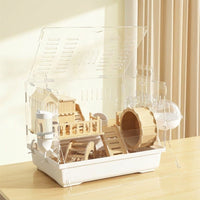 Large Hamster Cage Syrian Hamster Cage Acrylic Hamster Cage Villa, Wood and Acrylic Luxury Hamster Cage with Deep Bedding Base and Accessories