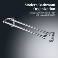 Wall Mounted Towel Rack with Double Bar for Washroom and Shower Room, Aluminium Alloy Bath Holder for Families