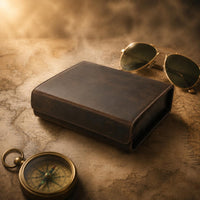 Glasses Case Brown Leather Eyeglass Case Compact Eyewear Storage