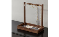 Jewelry Organizer Stand with Tray Untangle Tabletop Jewelry Holder with Hooks for Dresser