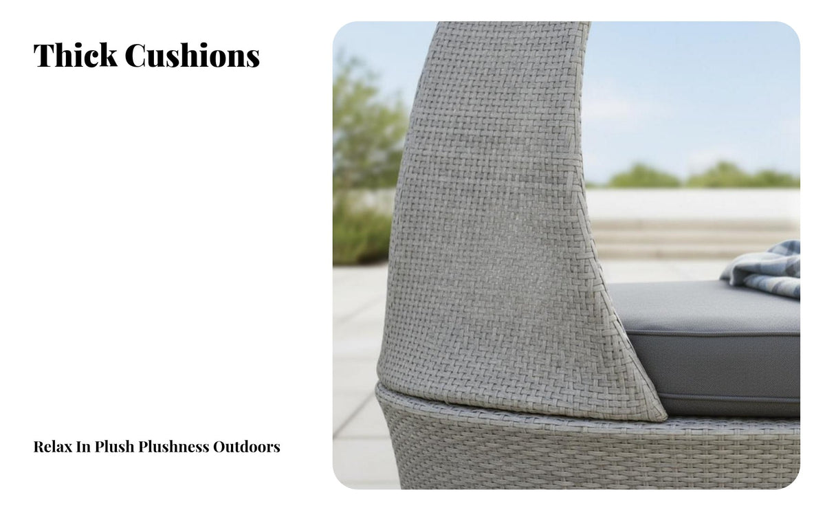 Round Daybed with shade cover Woven Design Round shade cover Lounger Weather-Resistant Outdoor Furniture for Homeowners, Families, waterside, behindyard, Sunroom