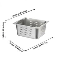Perforated Pan with Lid, Stainless Steel Rectangular Food Pan and Buffet Pan, Full Drainage Design for Commercial Kitchen and Restaurant Supply