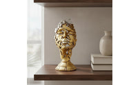 Hollow-out Face Sculpture Gleaming Abstract Face Sculpture Eye-Catching Resin Figurine with Butterfly for Homeowners, Living Room, Entryway Console