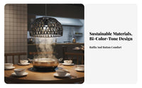 Paper Cord Hanging Shade Natural Texture Woven Hanging Lamp Shade Handmade Rattan Look Lampshade Warm Ambiance for Dining Room