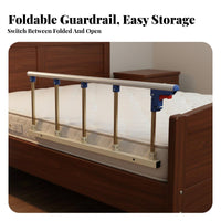 Aluminum Alloy Bed Rail Drill Installation Option Bedside Fall Accident Barrier Guard Foldable Bed Rail for Elderly, Children, Hospital, Bedtime