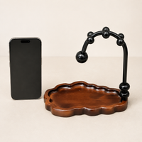 Vintage Key Rack, Freestanding Key Rack with Shelf, for Hallway & Entrance Area, Dark Material