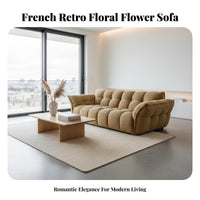 floretbackrest Sofa French Retro design Couch Small Apartment suitable for Living Room Furniture for Interior Design aficionados, Homeowners, Lounge Area, Home