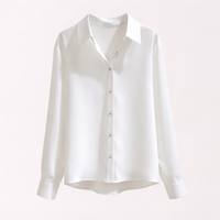 Silk-Like Shirts for Women Plus Size with V-Neck Long Sleeve Design, Party Tops and Office Wear, Dress with Stretch Material