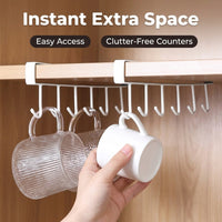 Cabinet and Cupboard Under Shelf Hanging Hook Rack for Kitchen User, No Drill with Easy Install Clip