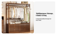 Space-Saving Self-Standingstanding Wardrobe with Shelves Multi-Functional Self-Standingstanding Wardrobe with Cabinet Multifunctional Design Clothing Rack Heavy-Duty for Students, Homeowners, Renters, Dorm Room, Entryway