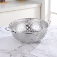 Rice Washer and Rice Strainer Washing Bowl, 304 Stainless Steel Metal Sieve with Small Holes, Loop Base and Double Handles for Pasta Spaghetti