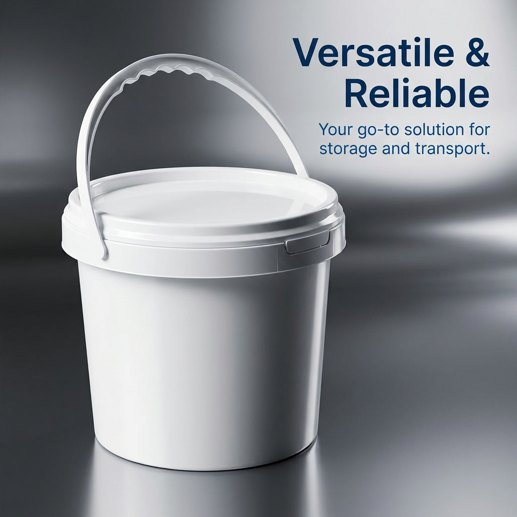 Sealed Bucket Lid for Food, Carry Handle Multipurpose Storage, Pressure Resistant Industrial Barrel, Round Shape PP Bucket