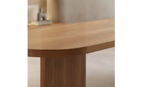 Natural Finish Wooden Pedestal Dining Table Modern Dining Table with Pedestal Base Solid Furniture Practical for Kitchen