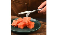 Watermelon Cutter Handheld Watermelon Fork Cutter 2-in-1 Fruit Cutter Rounded Grip Kitchen Tool Metal Finish