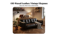 Straightspine Black Couch Genuine Leather Sofa Vintage design Lounge Seating for Small Apartment Dwellers, Interior Designers, Living Room, Home Office