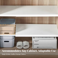 Drillno-Drill Installation Expandable Tension Shelf No Drilling Required Cabinet Organizer Adjustable Length Storage Rack Easy to Install for Renters, Homeowners, Students, Wardrobe, Kitchen, Under-Sink, Bathroom