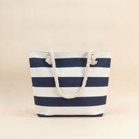 Striped Canvas Beach Bag Reusable Striped Canvas Tote Bag Waterproof Textile