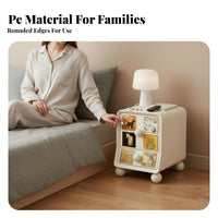 Vintage design Bedside Storage Unit Space-Saving Rounded Single-Drawer Cabinet adaptable Nightstand Minimalist Design for Homeowners, Renters, Adults, Home, Living Room, Office, Bathroom