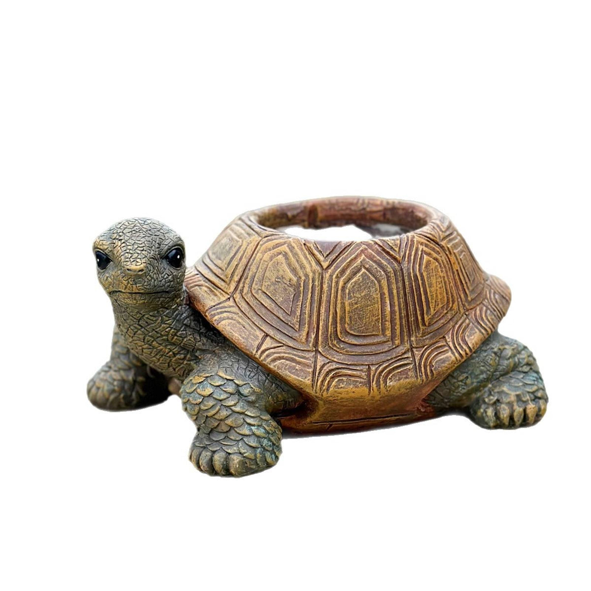 Textured Shell Turtle Planter Sculpted Decorative Turtle Planter Painted Eyes Outdoor Decor Multicolored for Garden, Courtyard