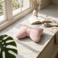 Bow Pillow Fuzzy Decorative Sofa Cushion Large for Window Seat