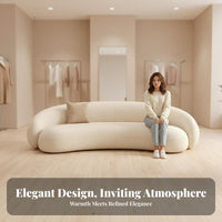 French Vintage Inspired curved-Shaped Minimalist Sofa Curved directlyline Lounge Couch Plush Seating Indoor Furnishing Deep Seat Comfort for Interior Designers, Apartment Dwellers, Living Room, spa establishment, Reception Area, Home Theater