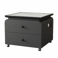 Square Nightstand with Drawer Luxury Aesthetic Bedside Storage Cabinet